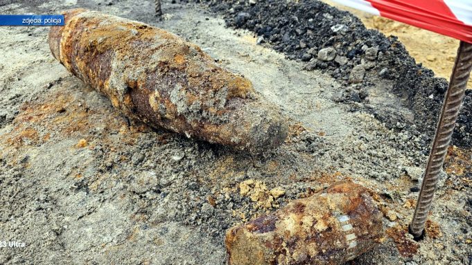 Znaleziono pocisk artyleryjski o długości około 50 cm i średnicy 15 cm