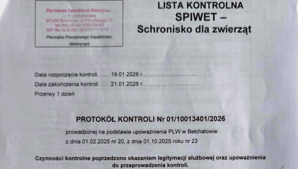 Bełchatowskie schronisko pod lupą Inspekcji Weterynaryjnej